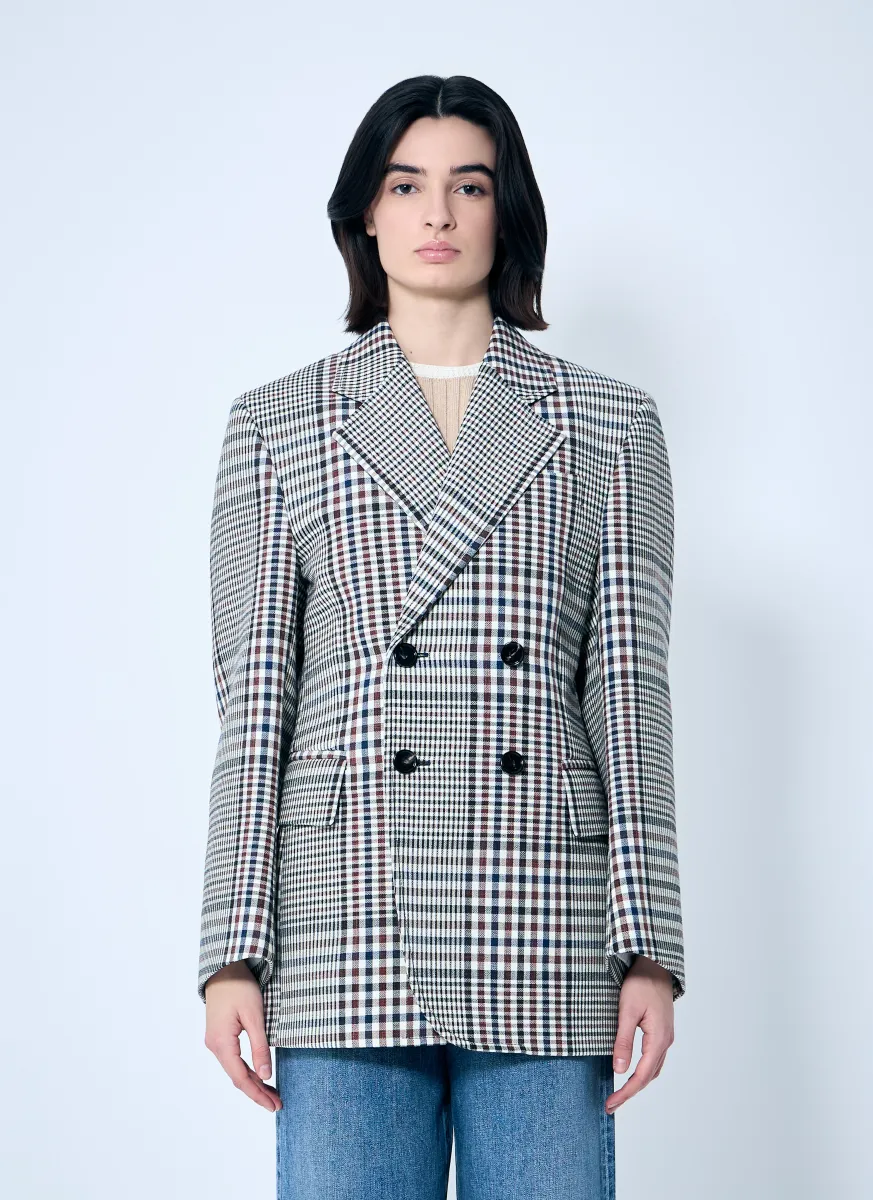 Structured Check-Cotton Blazer