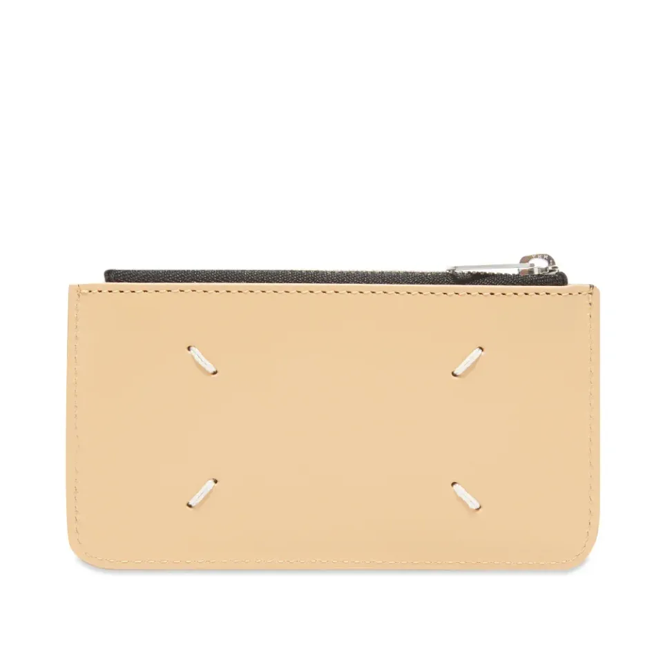 Calf Leather Card & Coin Zip Wallet