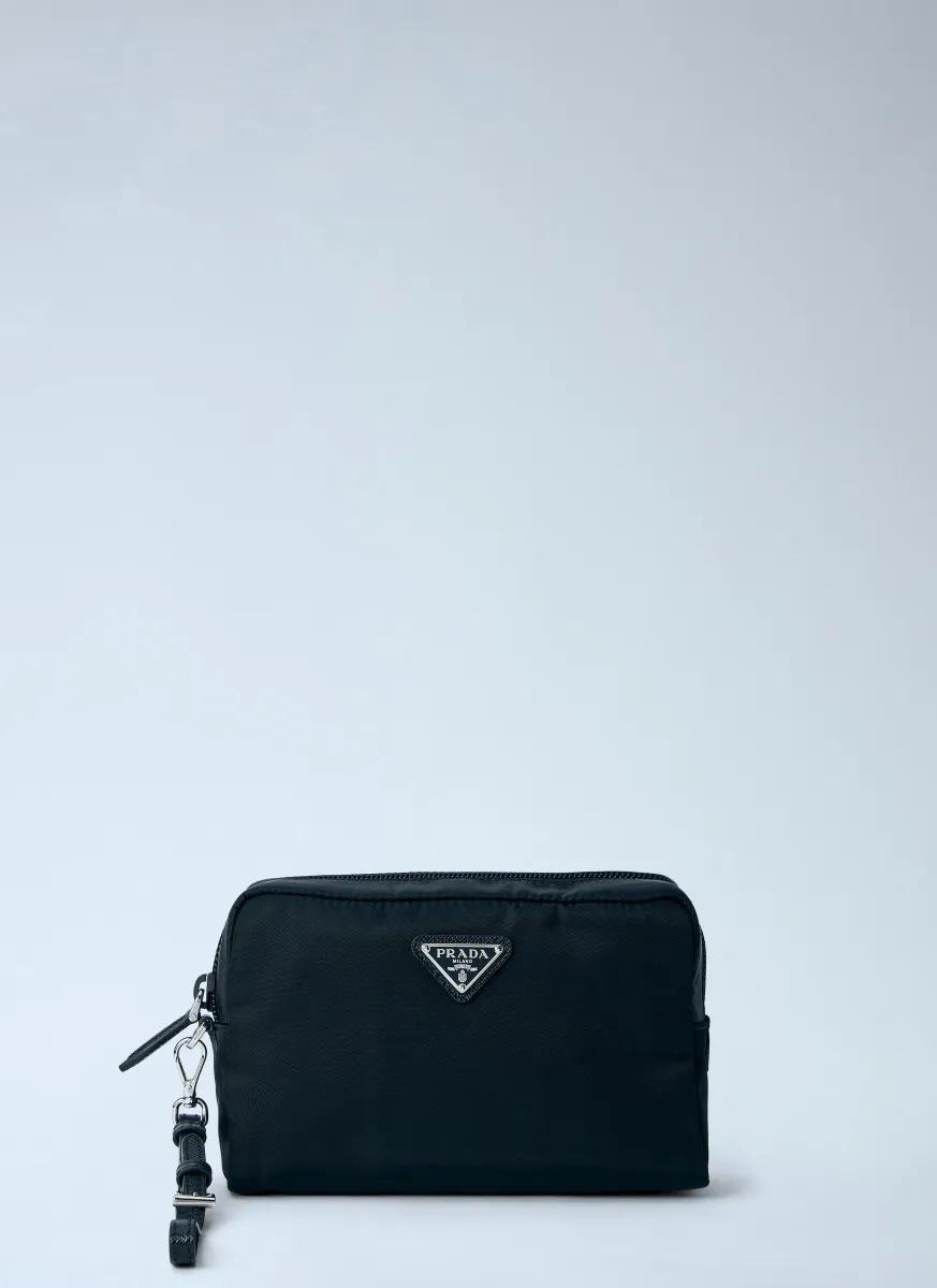 Compact Nylon Pouch with Logo Detail
