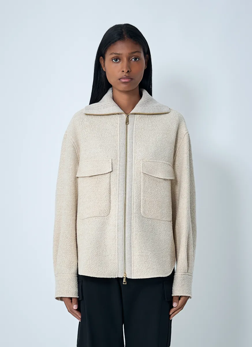 Wool-Blend Bouclé Shirt Jacket