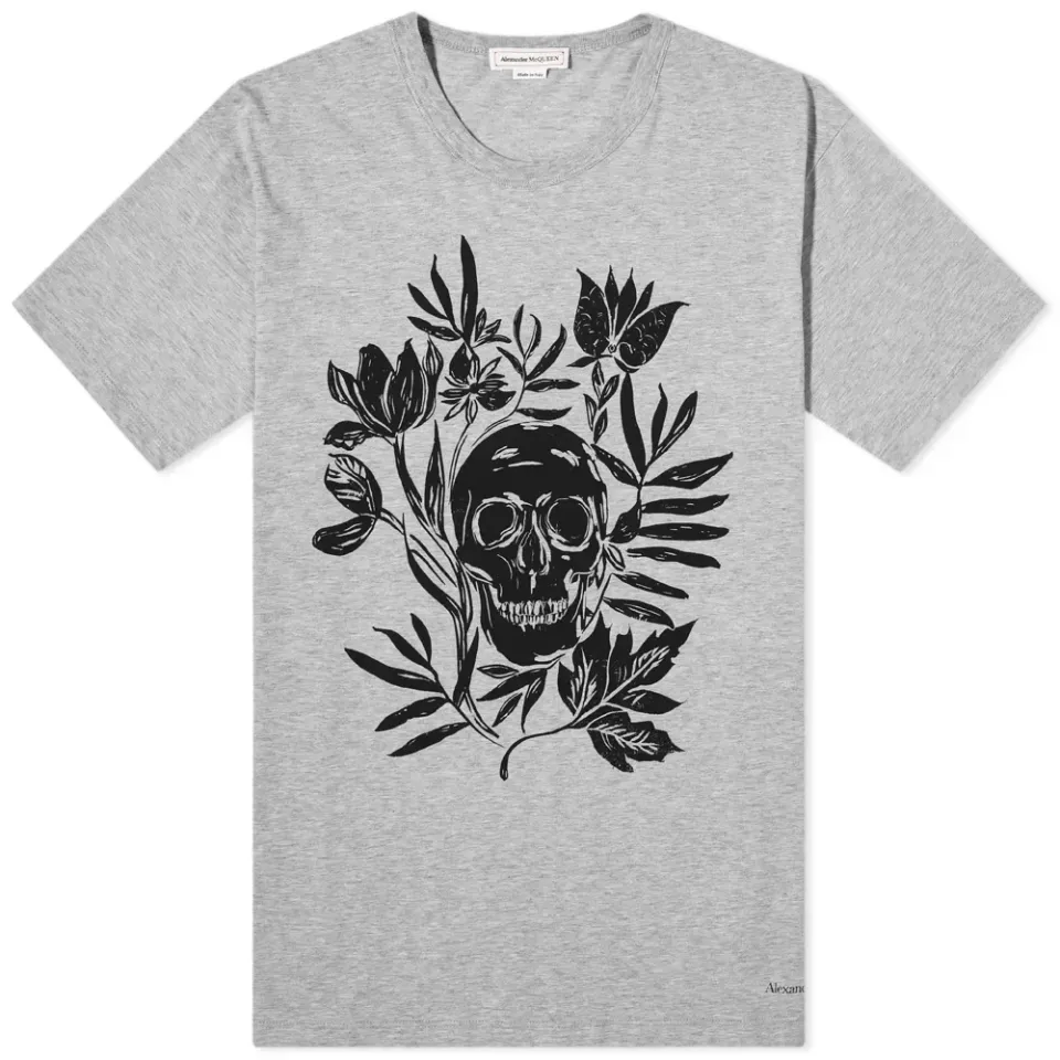Skull Floral Print T-Shirt