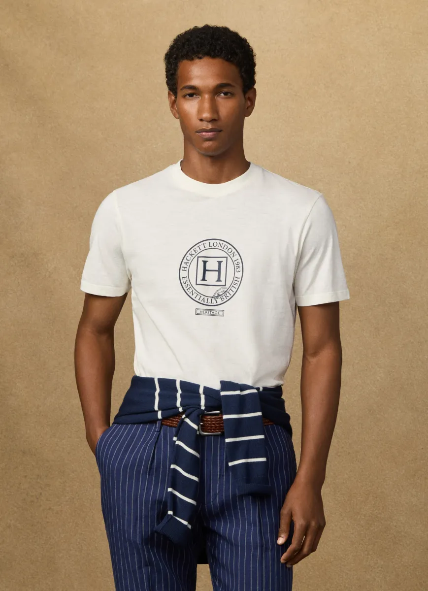 Classic Fit Linen Blend Graphic T-Shirt