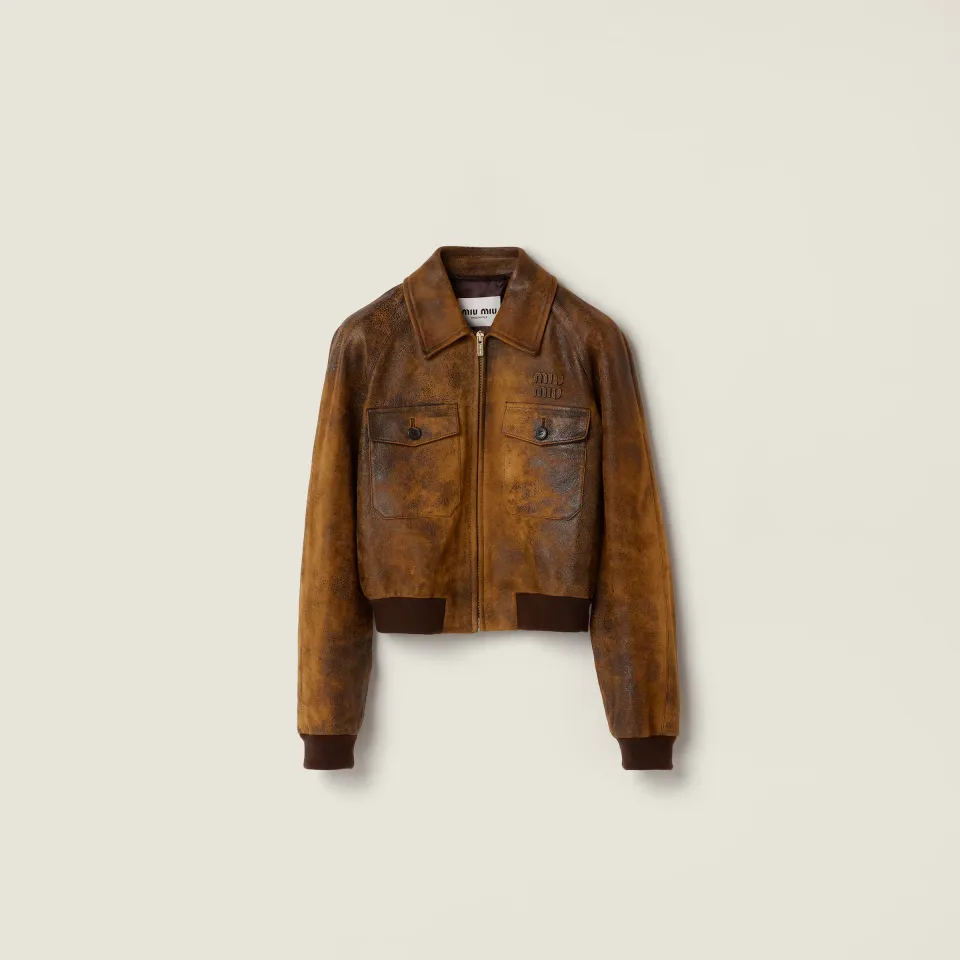 Waxed suede leather jacket