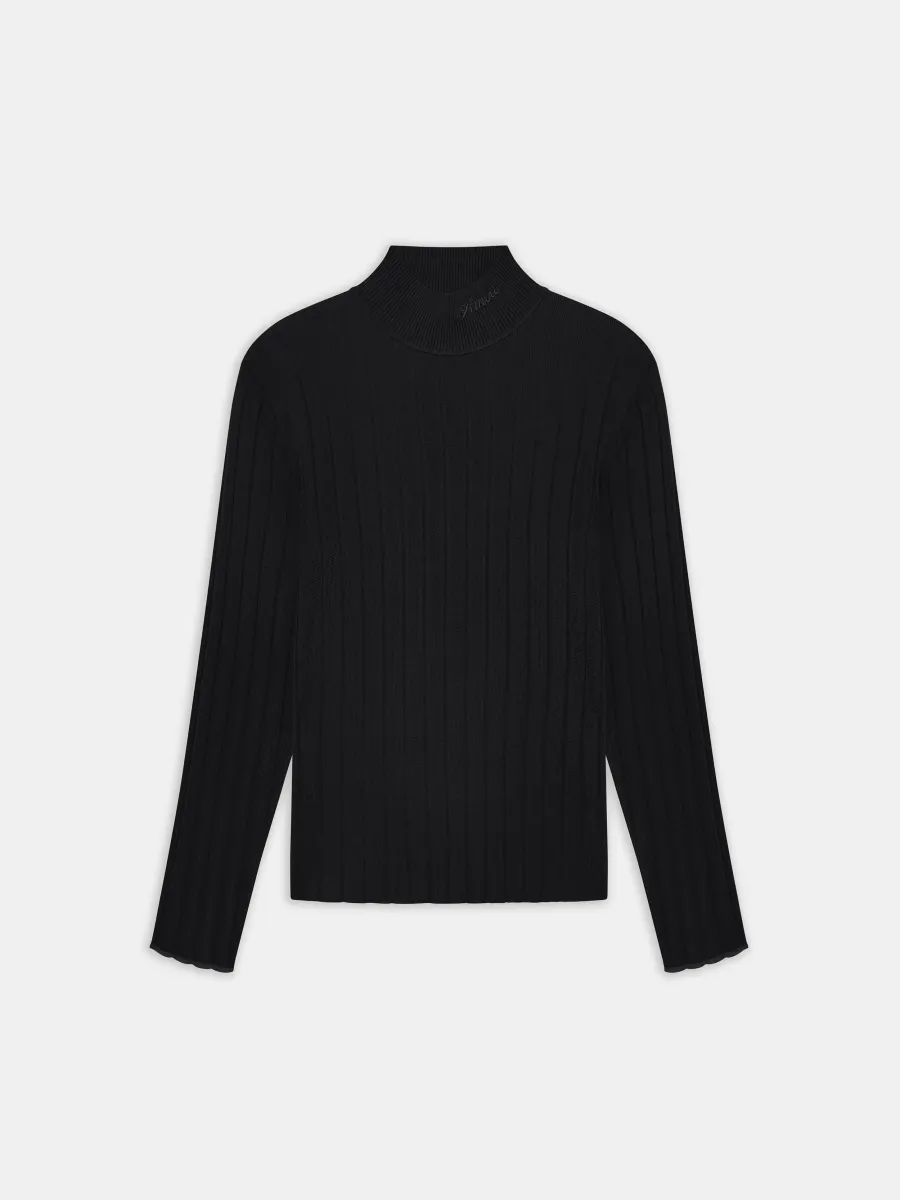 SCRIPT MOCK NECK SWEATER - BLACK