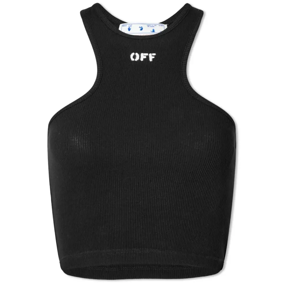 Off Stamp Logo Ribbed Crop Top