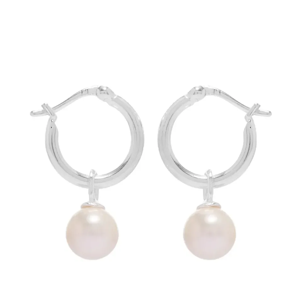 White Pearl Hoop Earrings