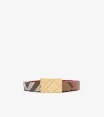 Reversible Engraved Check Belt in Rust orange