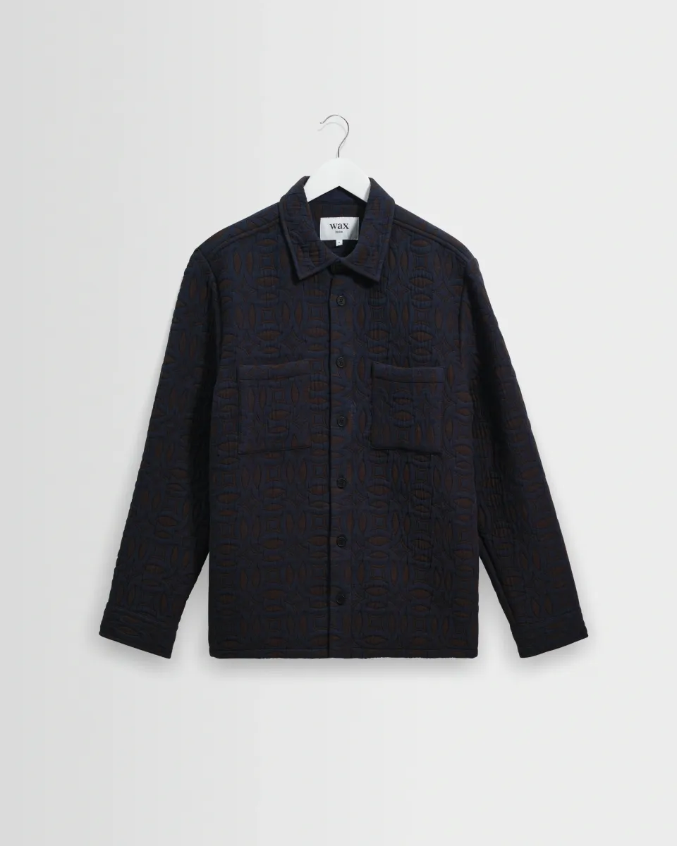 Otto - Navy and Brown Ornate Quilted Overshirt