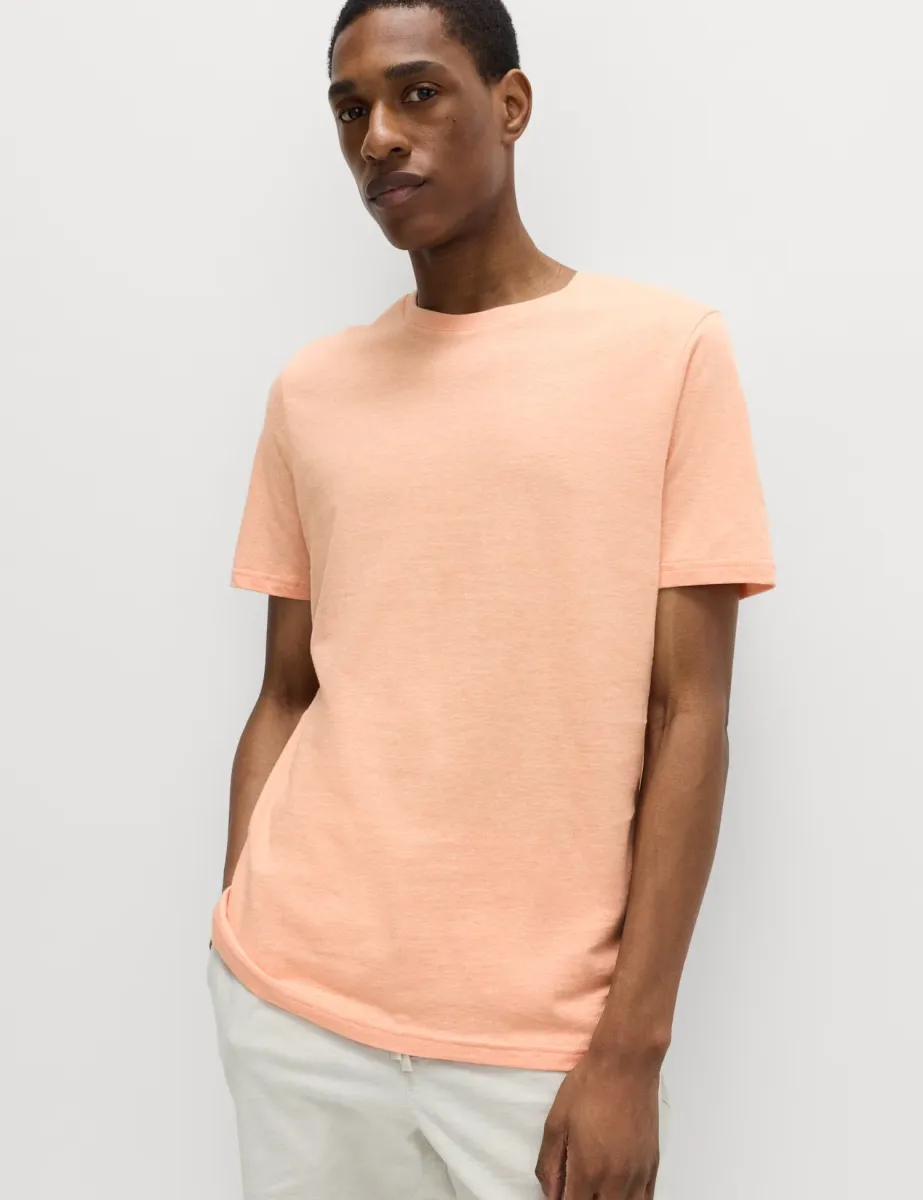 Pure Cotton Regular Fit Crew Neck T-Shirt Pale Apricot