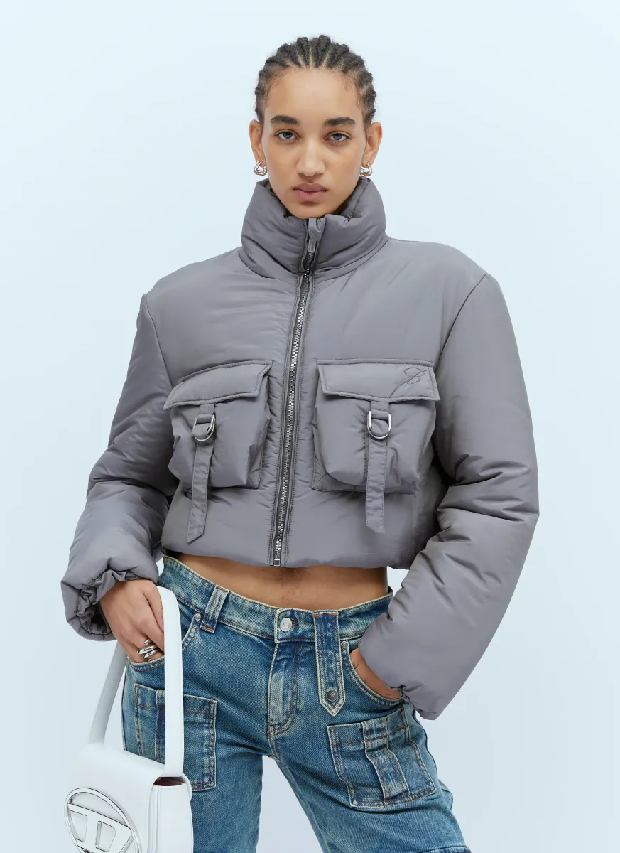 Cropped Cargo Down Jacket