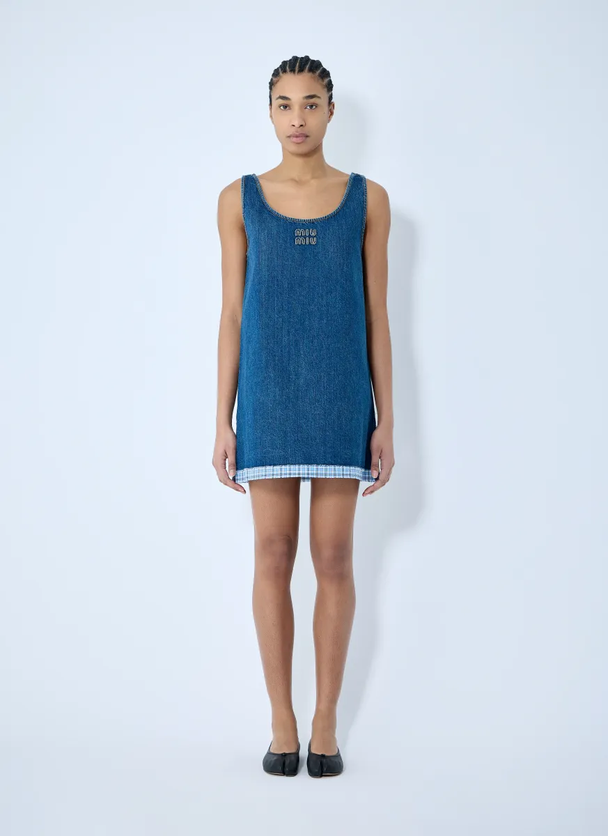 Logo Motif Denim Dress