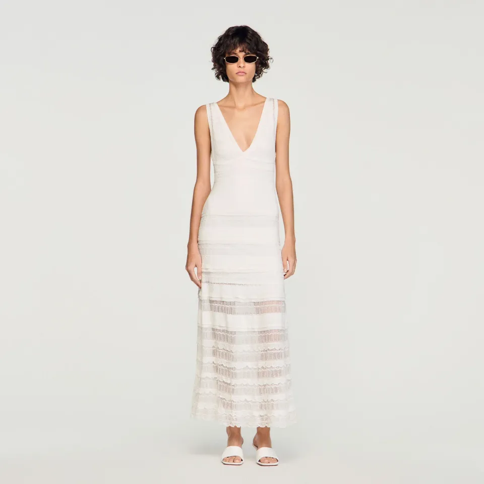 Pointelle knit maxi dress