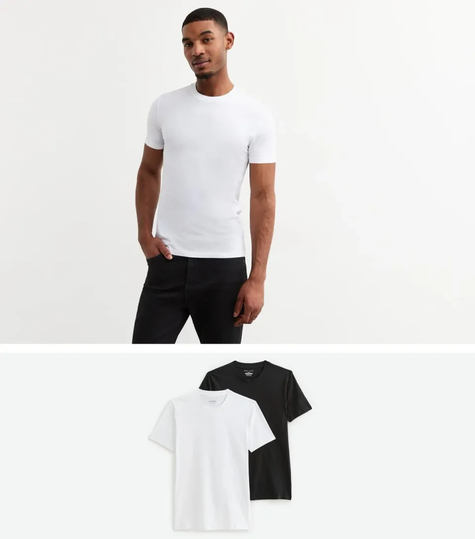 Men's 2 Pack Black Muscle Fit T-Shirts