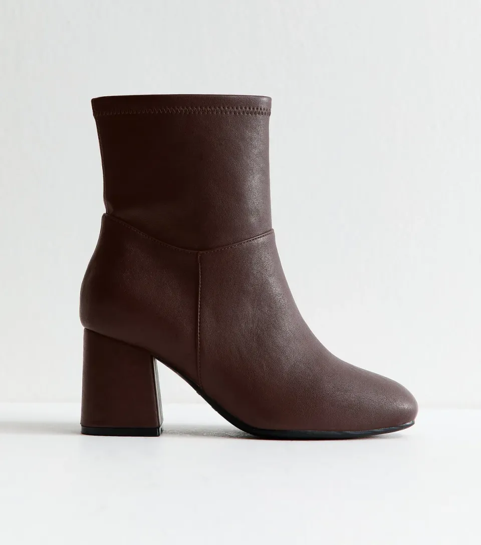 Women's Extra Wide Fit Dark Burgundy Faux Leather Sock Ankle Vegan