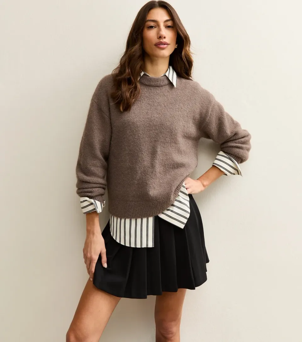Women's Tall Black Jersey Pleated Mini Skirt
