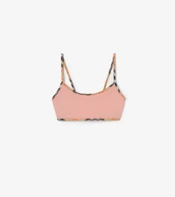 Check Trim Bikini Top in Begonia pink - Women, Wool