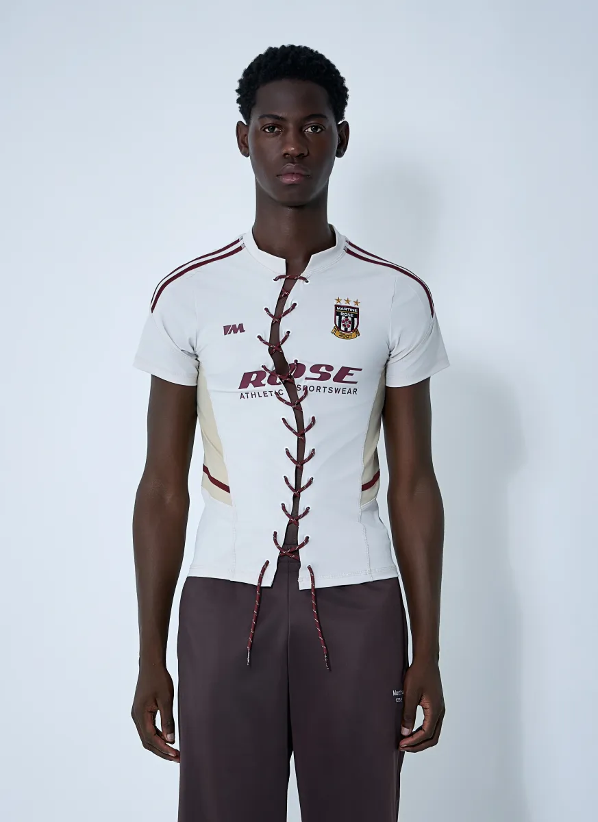 Lace-Up Logo Motif Football Shirt