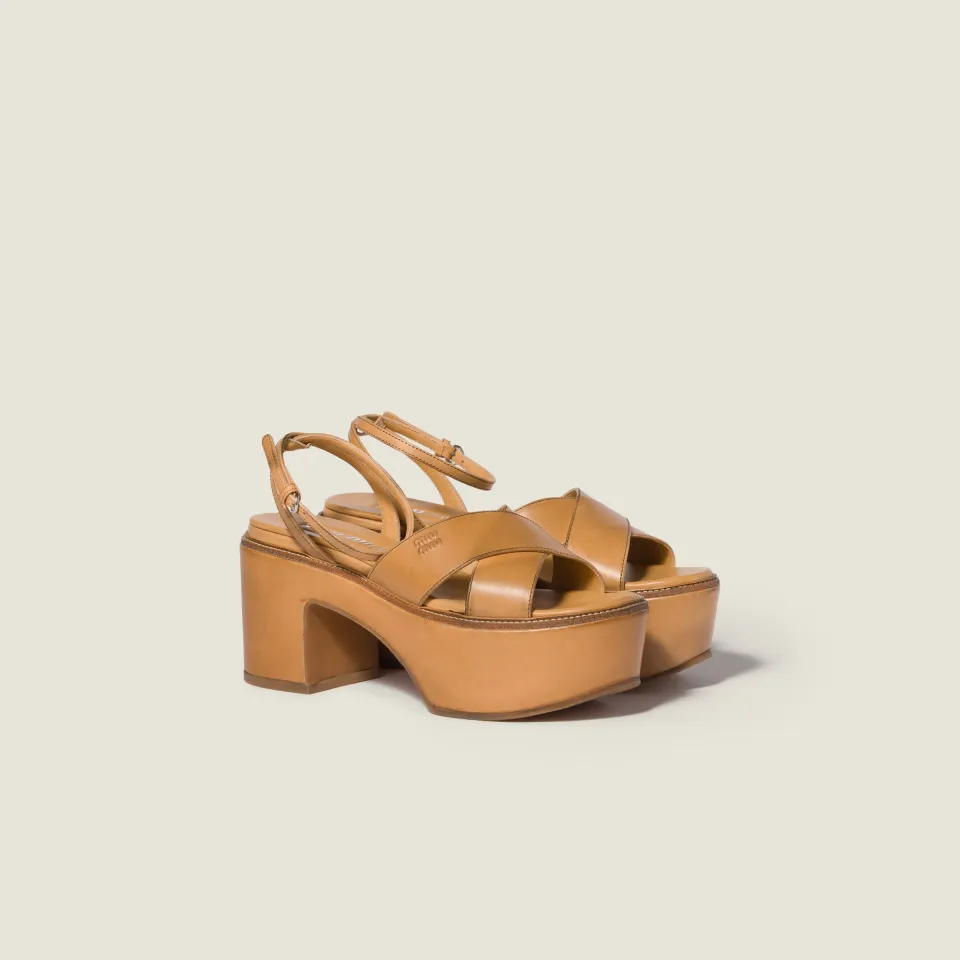 Leather platform sandals