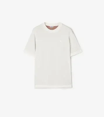 Check Cotton T-shirt in Chalk white