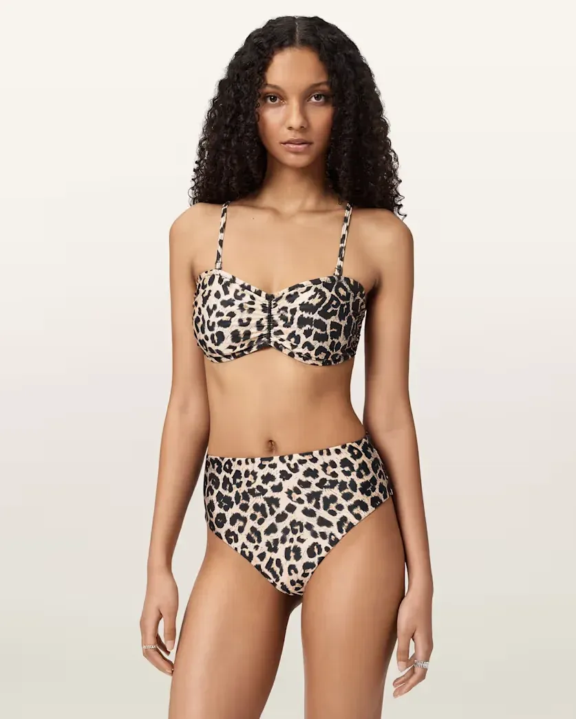 Court Strapless Animal Print Bikini Top