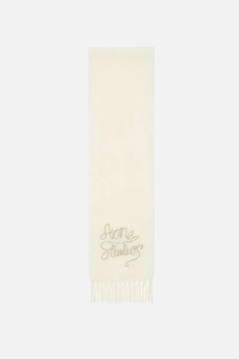Metallic logo wool scarf