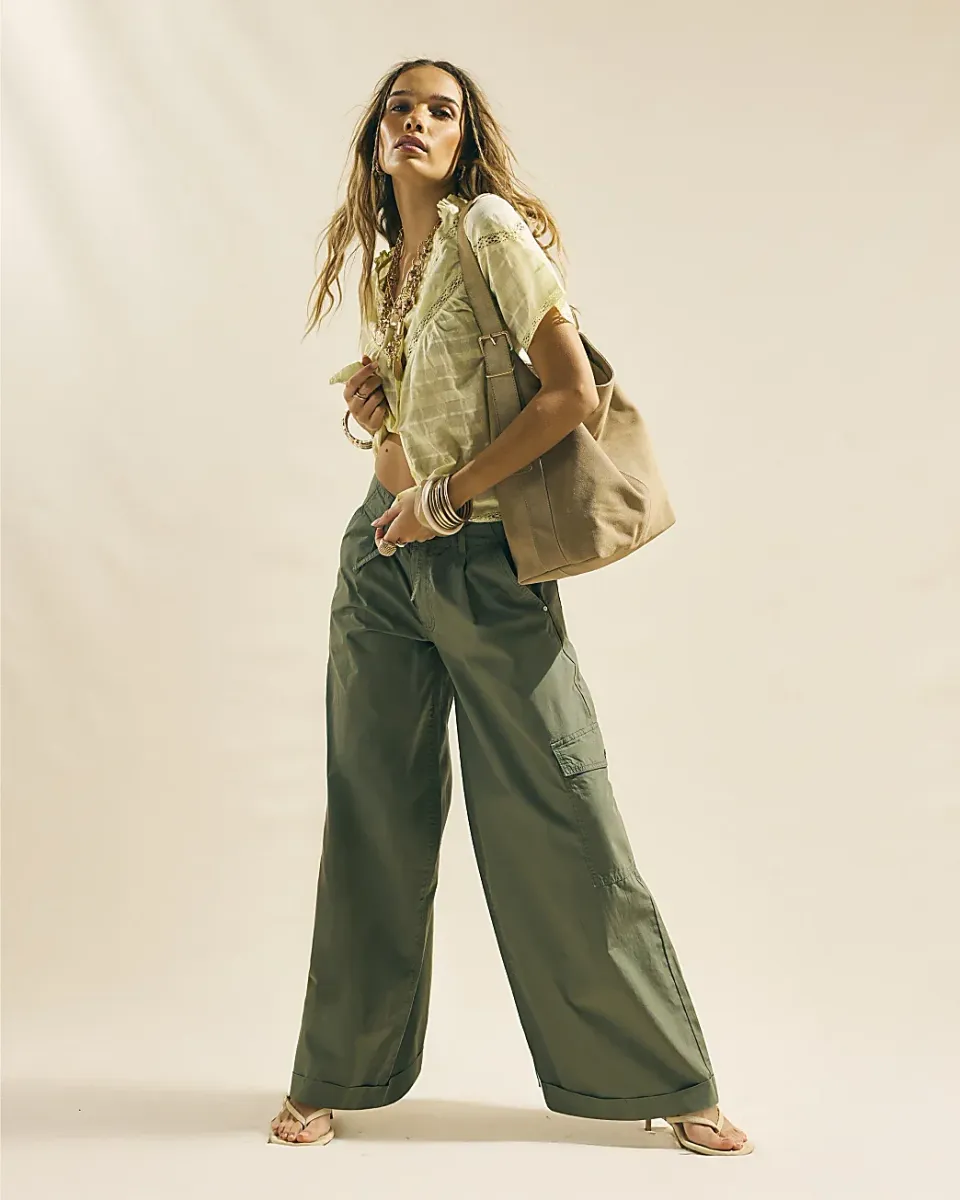 Wide Leg Cargo Trousers