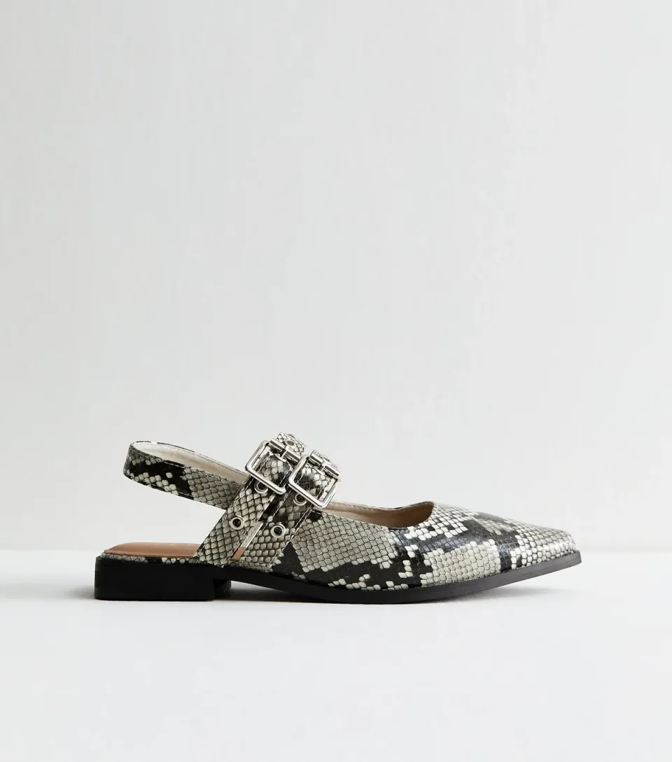 Women's Off White Faux Leather Eyelet Strap Mary Jane Flats Vegan