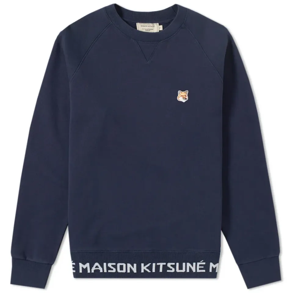 Maison Kitsuné Fox Head Patch Jacquard Crew Sweat