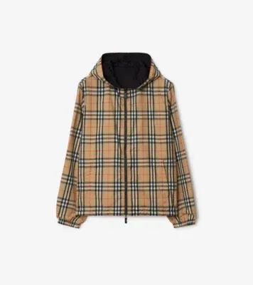 Reversible Check Newport Hooded Jacket in Sand beige - Men, Nylon