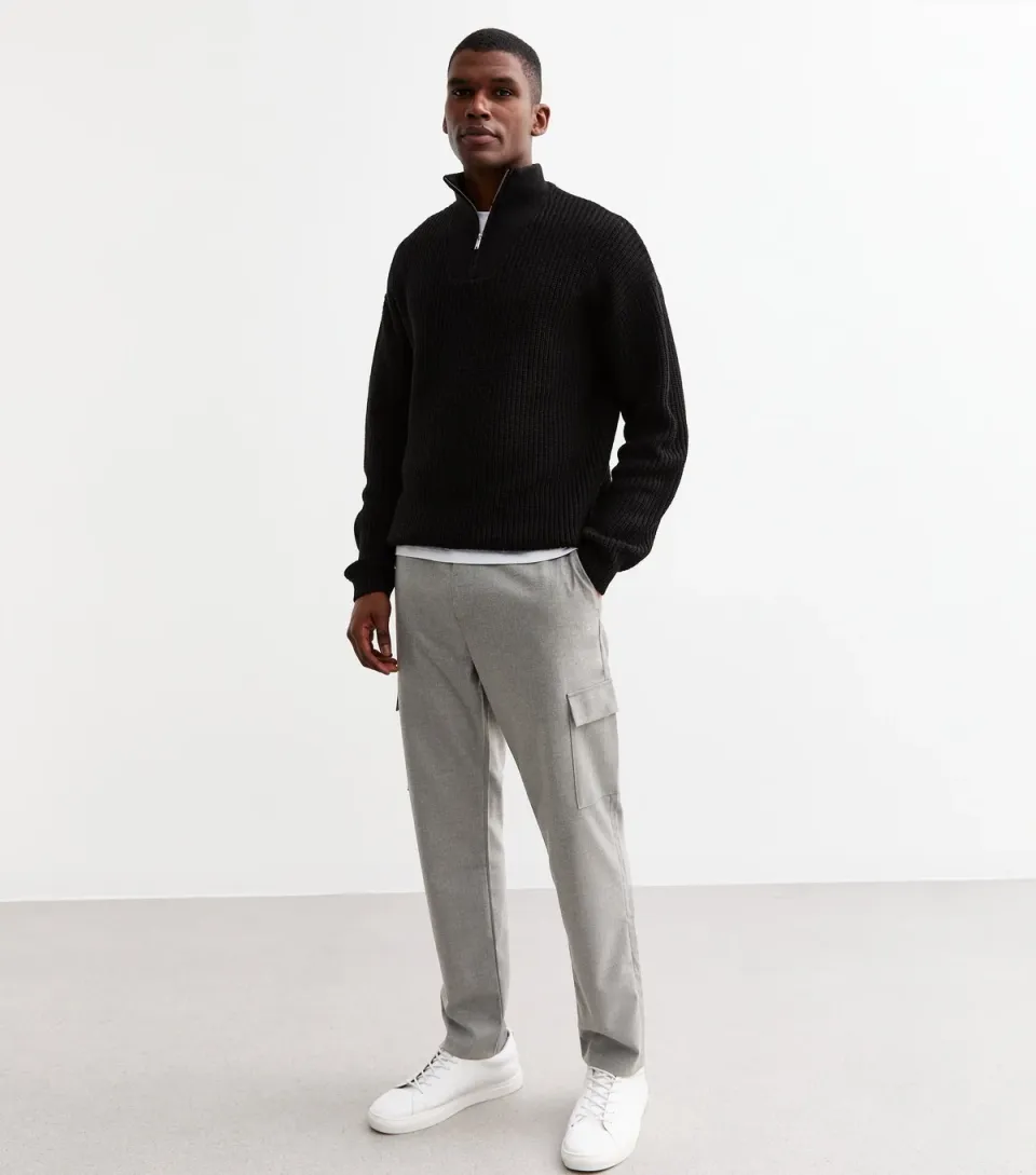 Men's Grey Slim Cargo Trousers