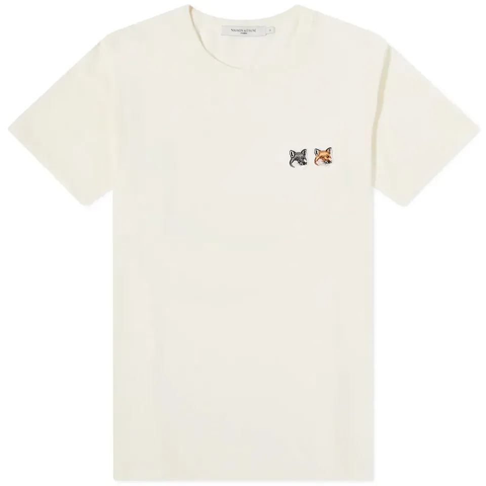 Maison KitsunÃ Double Fox Head Patch T-Shirt