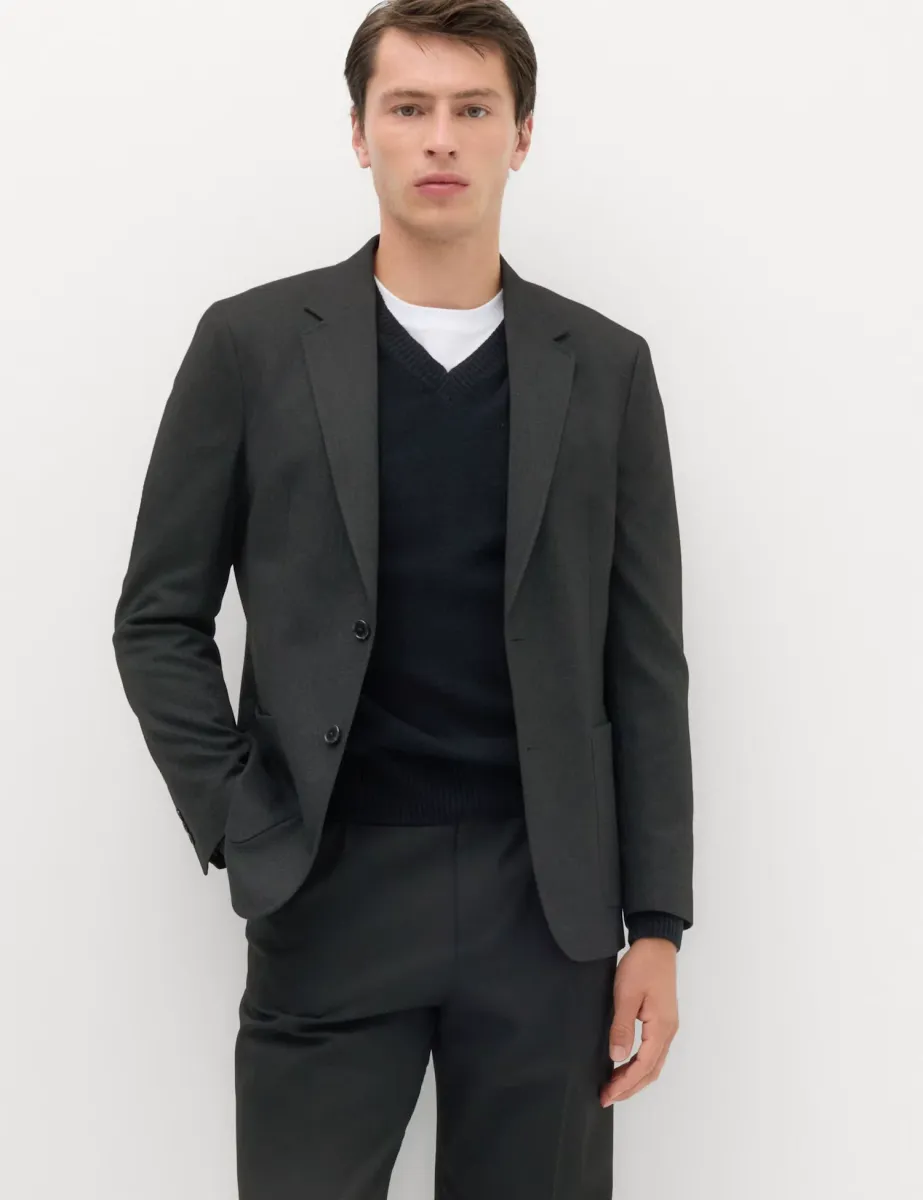 Textured Blazer Dark Grey