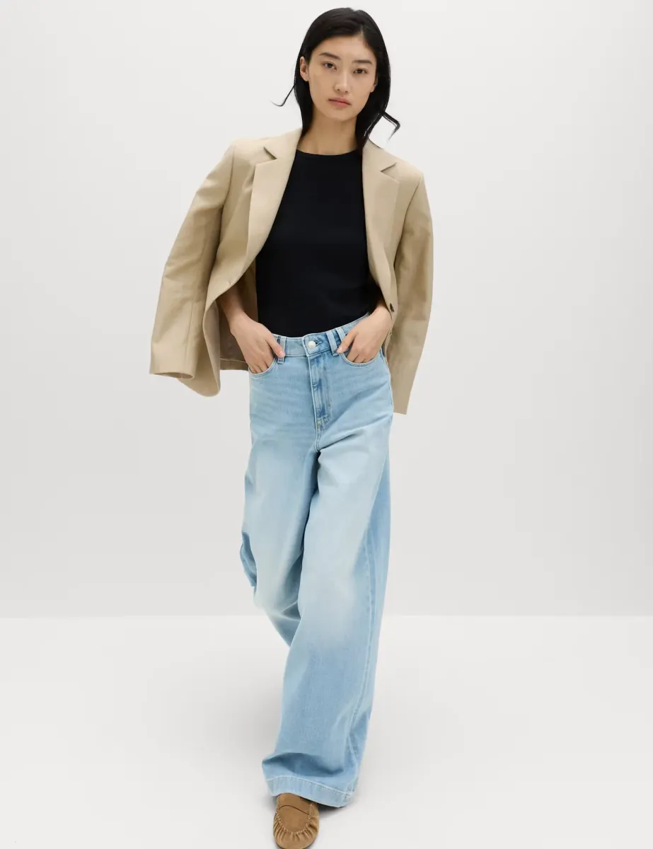 High Waisted Wide Leg Jeans Light Indigo