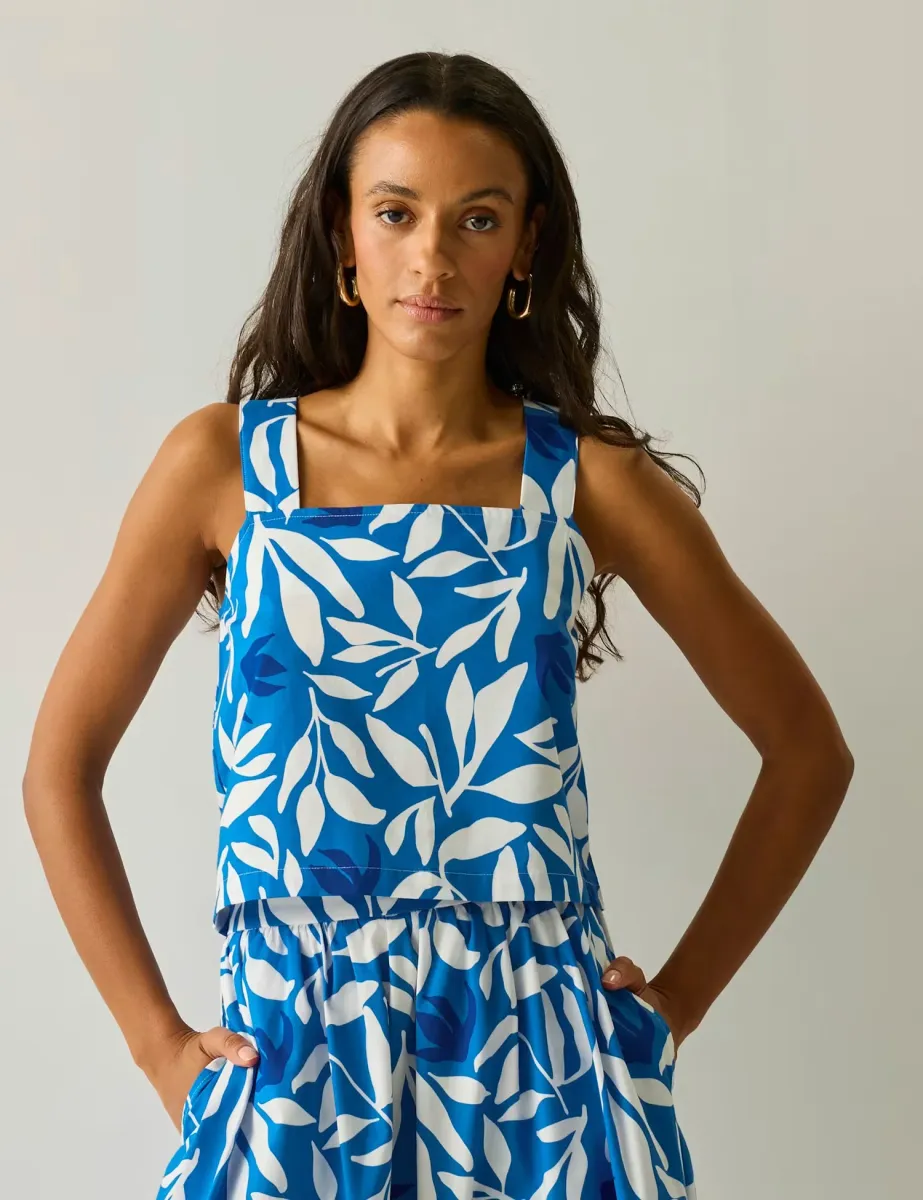 Laguna Pure Cotton Leaf Print Vest Top