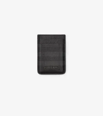 City Check Magnetic Card Case in Iron grey - Men, Technical, Cotton