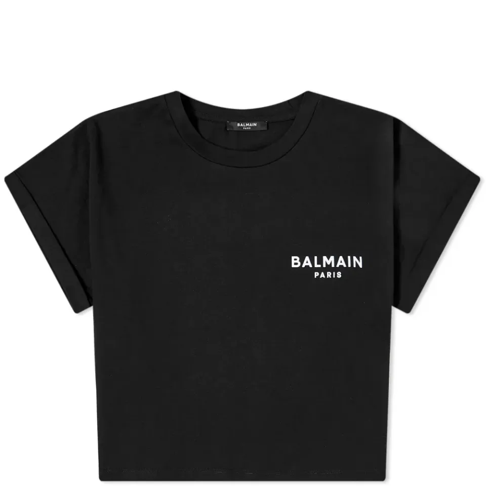 Flock Detail Crop T-Shirt