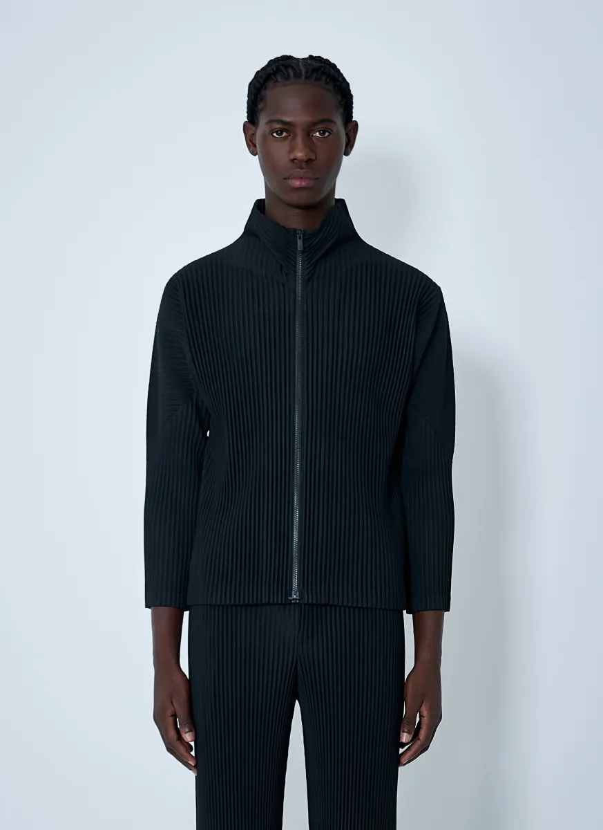 Pleated Zip-Up Jacket