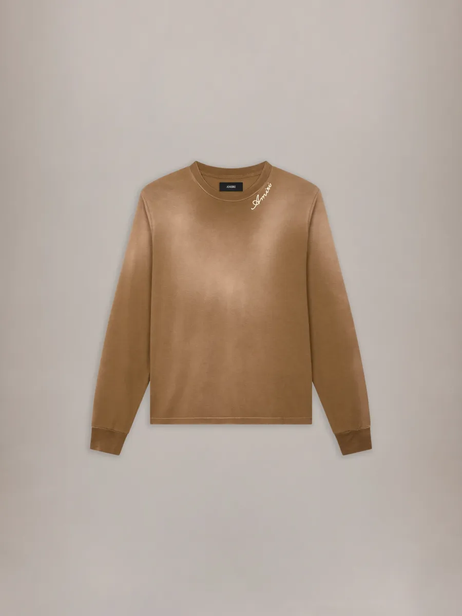 SCRIPT OVERSIZED LONG SLEEVE TEE - Coffee