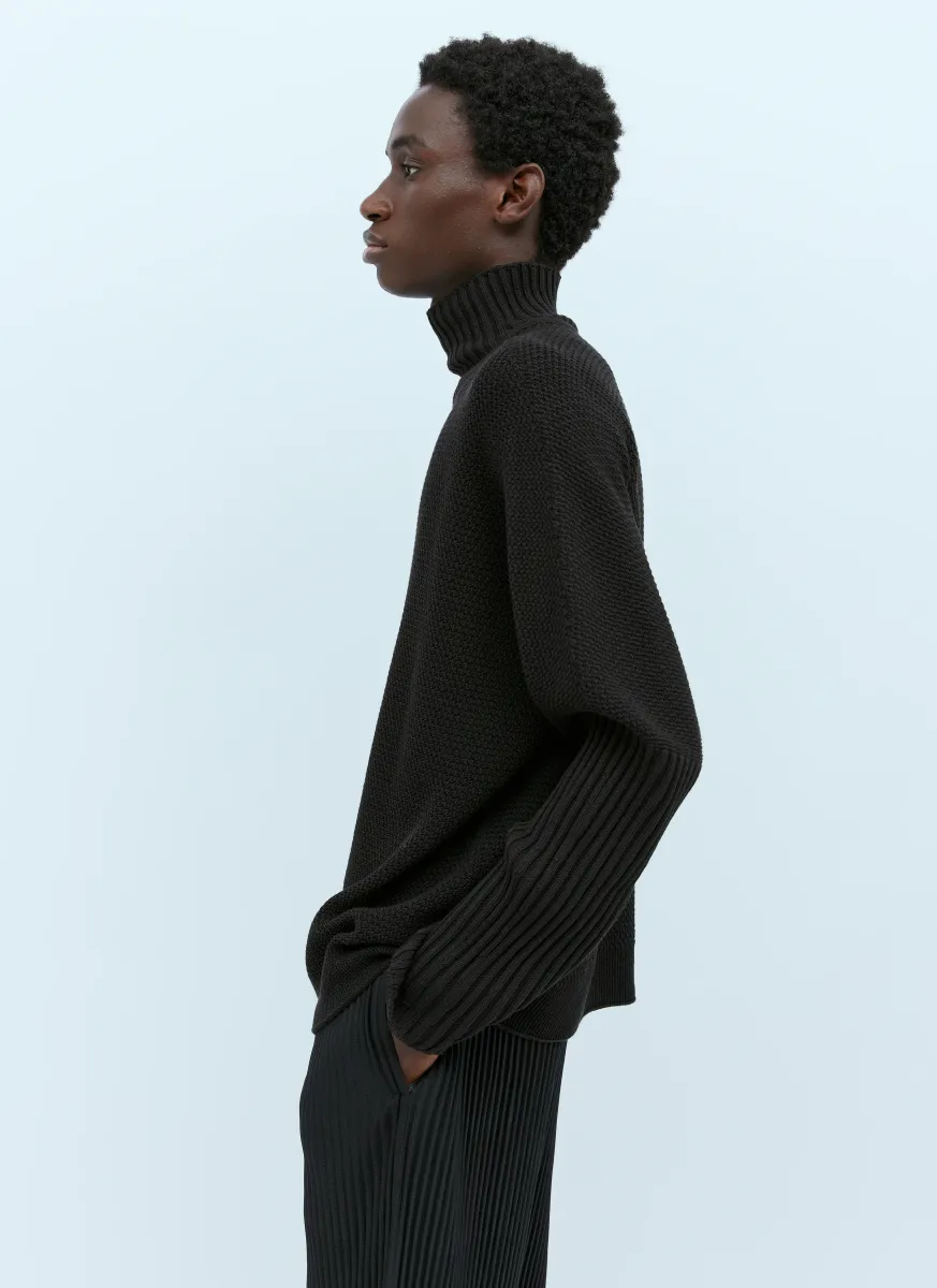 High Neck Rustic Knit Sweater