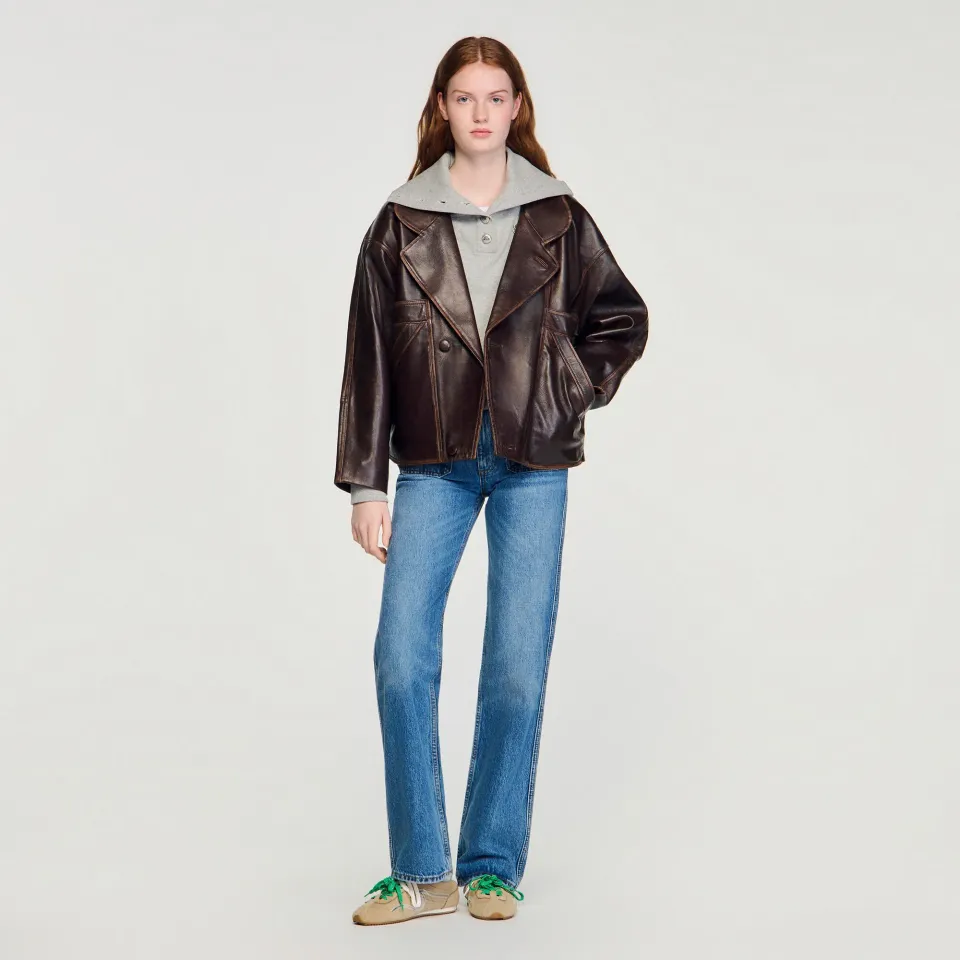 Oversized leather jacket