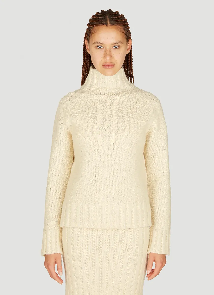High neck Textured Knit Sweater
