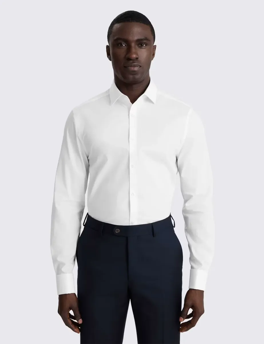 Slim Fit Cotton Rich Stretch Shirt White