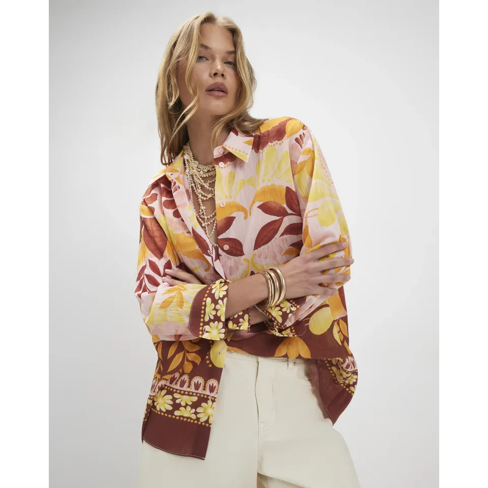 Tropical Print Oversized Shirt