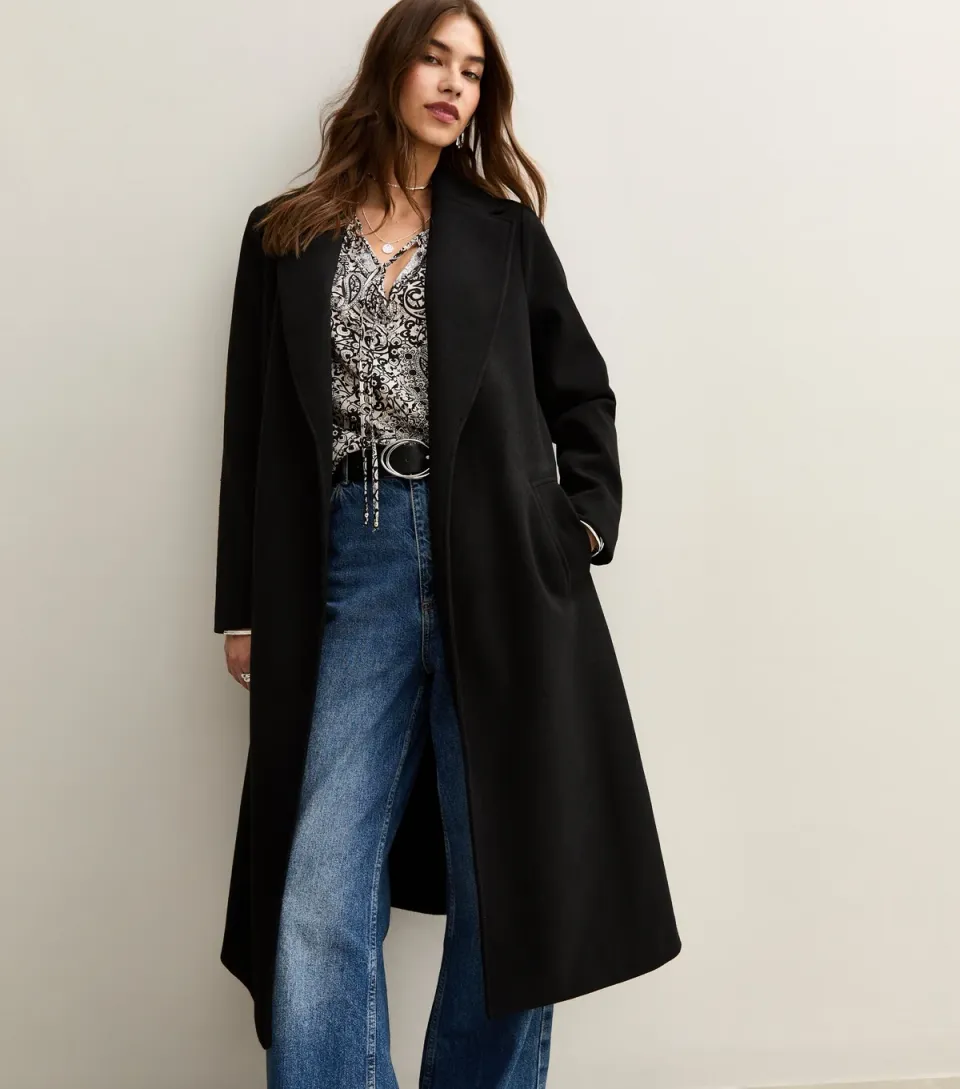 Women's Dark Brown Unlined Longline Belted Coat