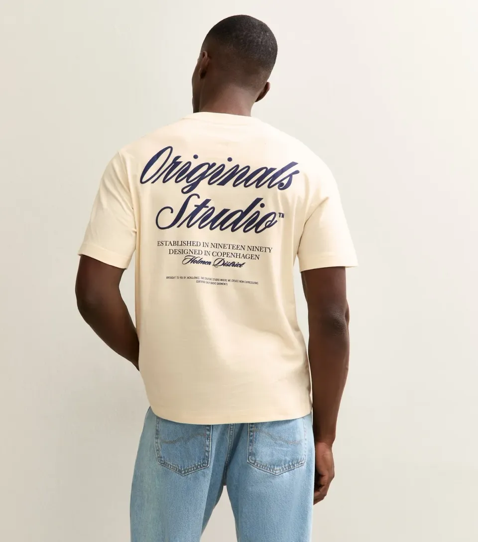 Men's Cream Relaxed Originals Studio Logo T-Shirt