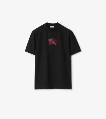 Knight Check Cotton T-shirt in Black