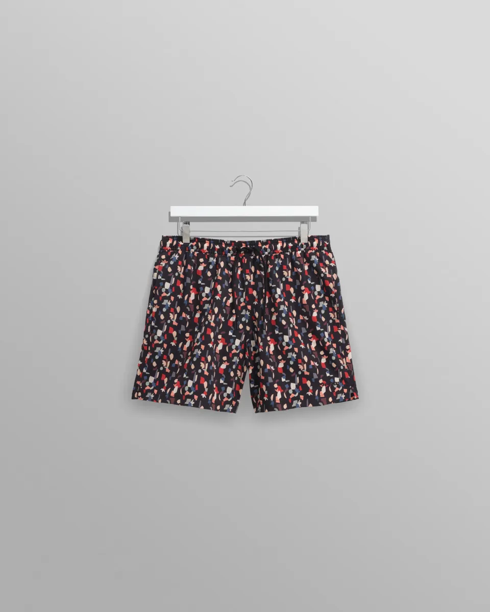 Brockwell - Black Geometric Logo Swim Shorts
