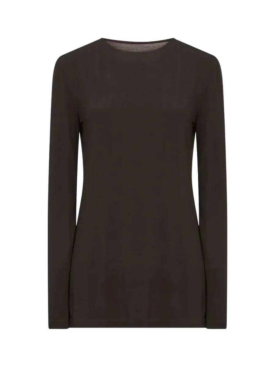 cowl-back long-sleeve top Brown