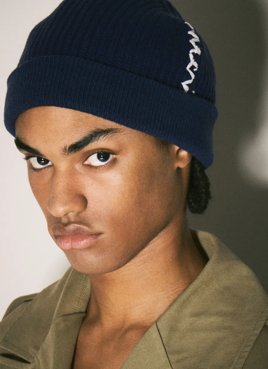 Hand-Embroidered Logo Beanie Hat