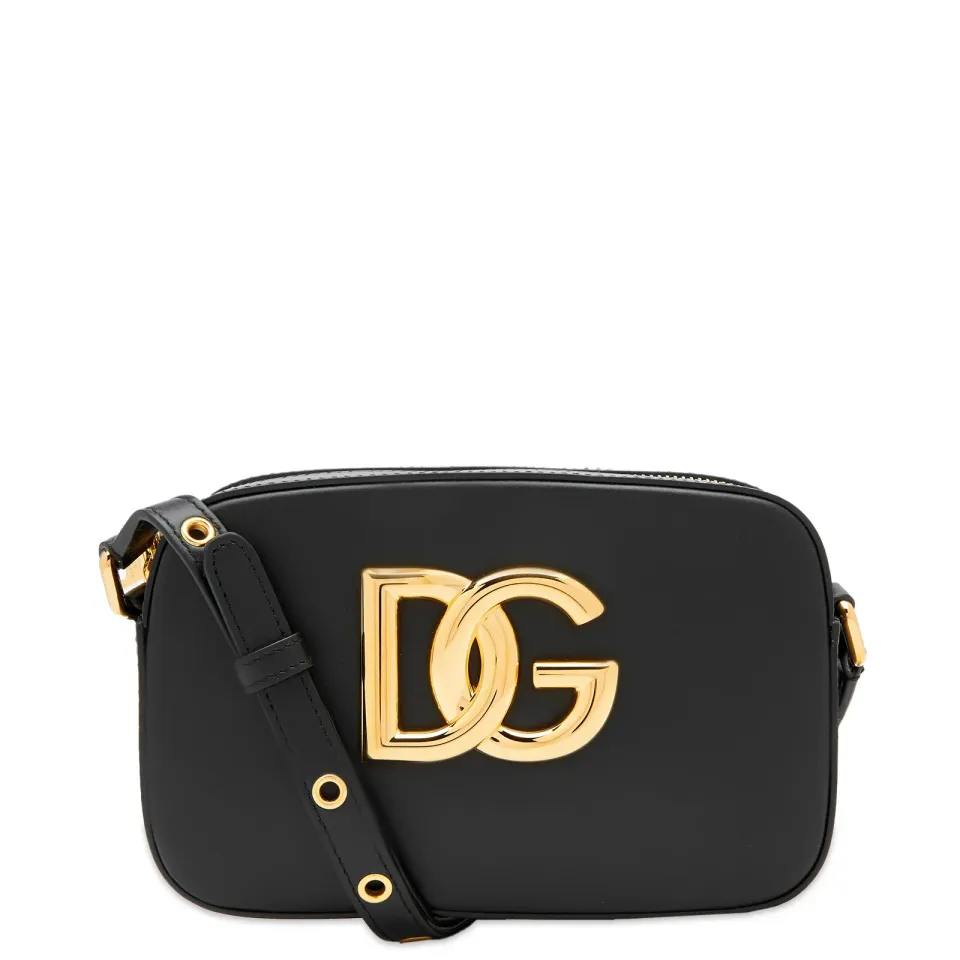 Contrast Logo Leather Cross Body Bag